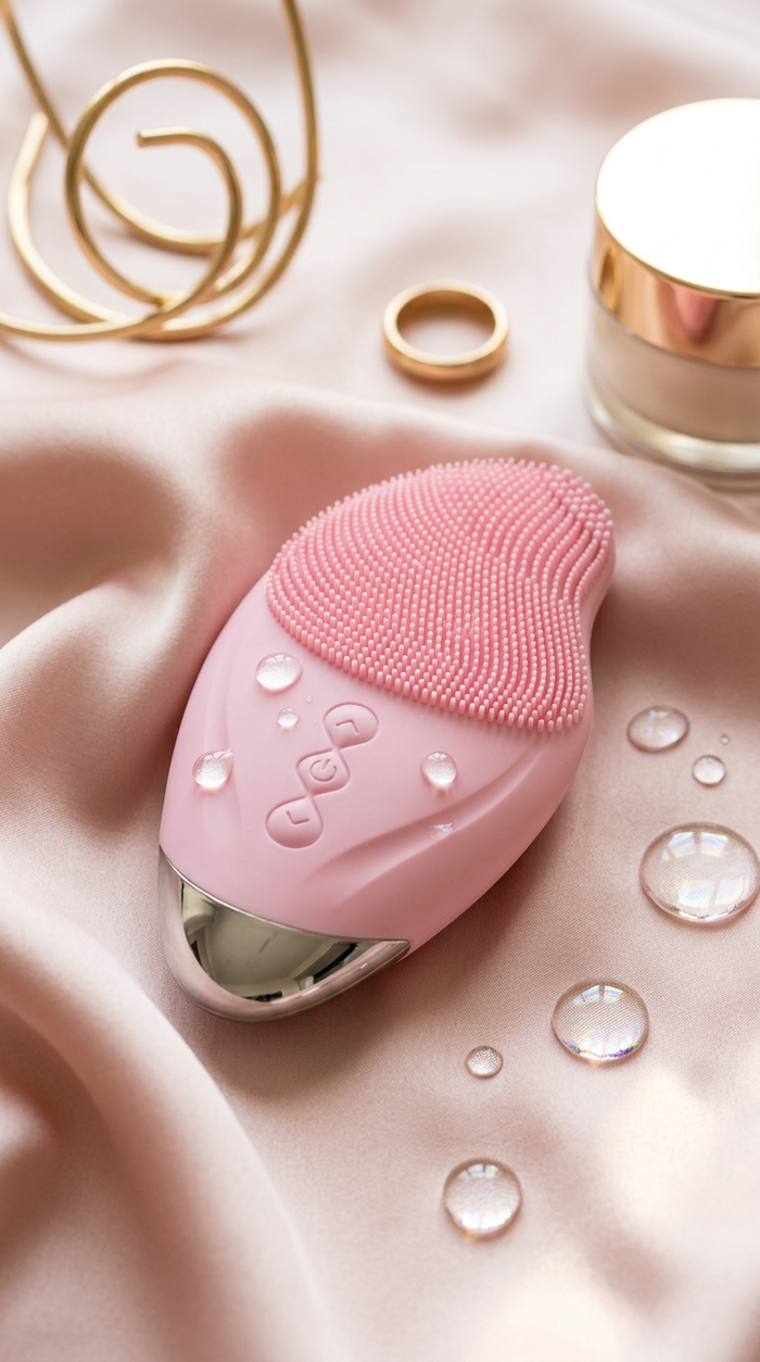 Facial Cleansing Device, Waterproof Beauty Instrument, Eye Beauty Device - Pink